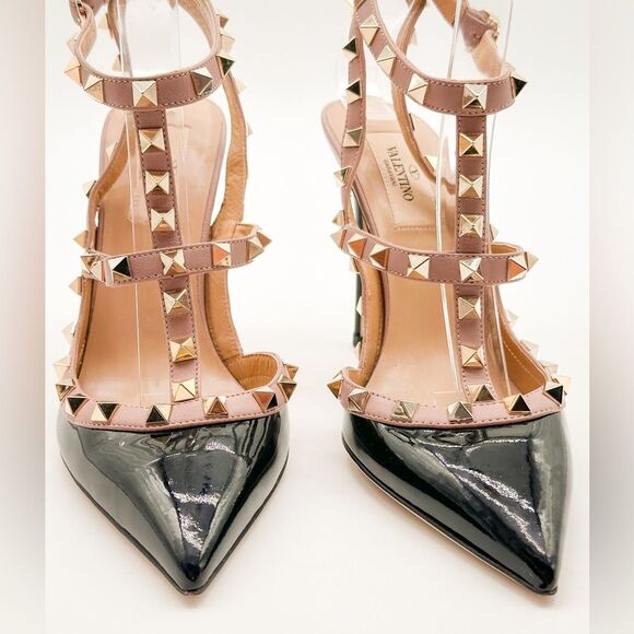 Valentino Garavani Rockstud Caged Pump Black & Nude Leather High Heel EU 38 US 8 - Picture 11 of 11